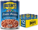 BUSH'S BEST 16 oz Canned Pinto Beans, Source of Plant Based Protein and Fiber, Low Fat, Gluten Free, Great For Soups, Salads and More, (Pack of 12)