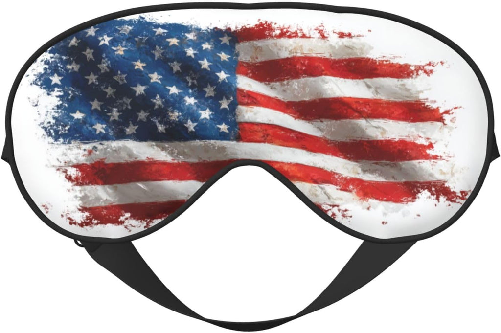 American Flag Brush Stroke Style Sleep Mask Eye Mask with Adjustable Strap, Eye Sleep Shade Cover Blocks Light for Women Men Airplane Travel Nap Meditation