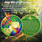 Artsy 23 Year Sobriety Coin - Colorful Butterfly Tree of Life AA Coins - Recovery Addiction NA AA Chips and Medallions - 1-30 Years Clean Narcotics Alcoholics Anonymous Gifts for Women Men