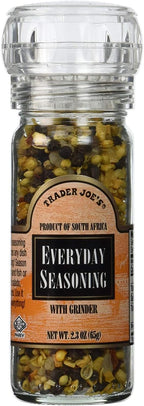 Trader Joe's Everyday Seasoning with Built in Grinder Use on Everything Everyday Sea Salt,mustard Seeds, Black Peppercorns,coriander,onion,garlic,paprika & Chili Pepper 2.3oz - PACK OF 2