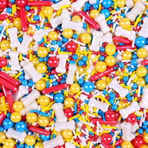 Dog Bones Themed Sprinkle for Cake Decorating, Yellow Sprinkles for Edible Cupcakes Toppers, Birthday Party Candy for Decorating Cakes, Cupcakes, Cookies & Desserts