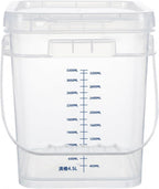 ASEVAT 2 PCS 1 Gallon Clear Square Food Grade Bucket with Graduated Markings & Lid, Heavy-Duty Plastic Pail with Comfort Grip Handle for Food Storage & Cleaning
