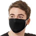Naroo Reusable Cloth Face Mask Breathable MICRONET High Tech Washable Nose Clip, Adjustable Earloops for Outdoors & Indoors (Small, Black)