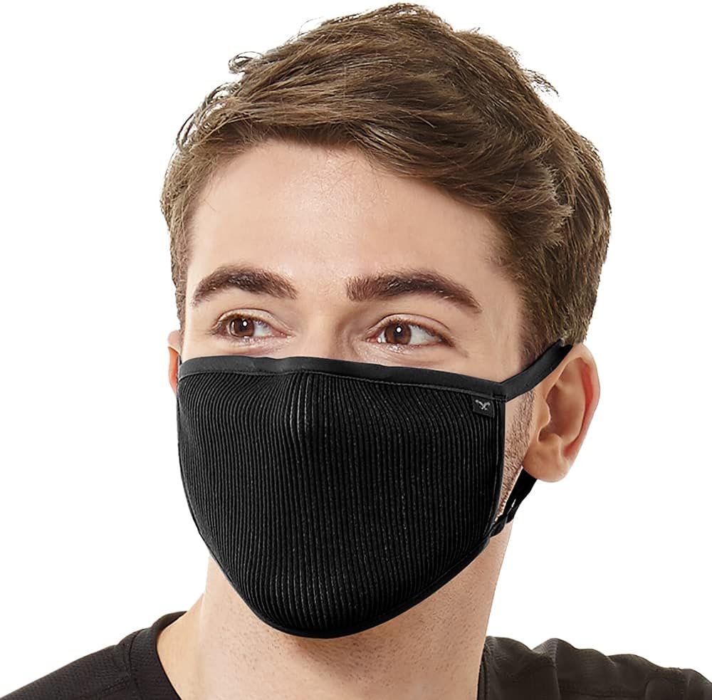 Naroo Reusable Cloth Face Mask Breathable MICRONET High Tech Washable Nose Clip, Adjustable Earloops for Outdoors & Indoors (Small, Black)