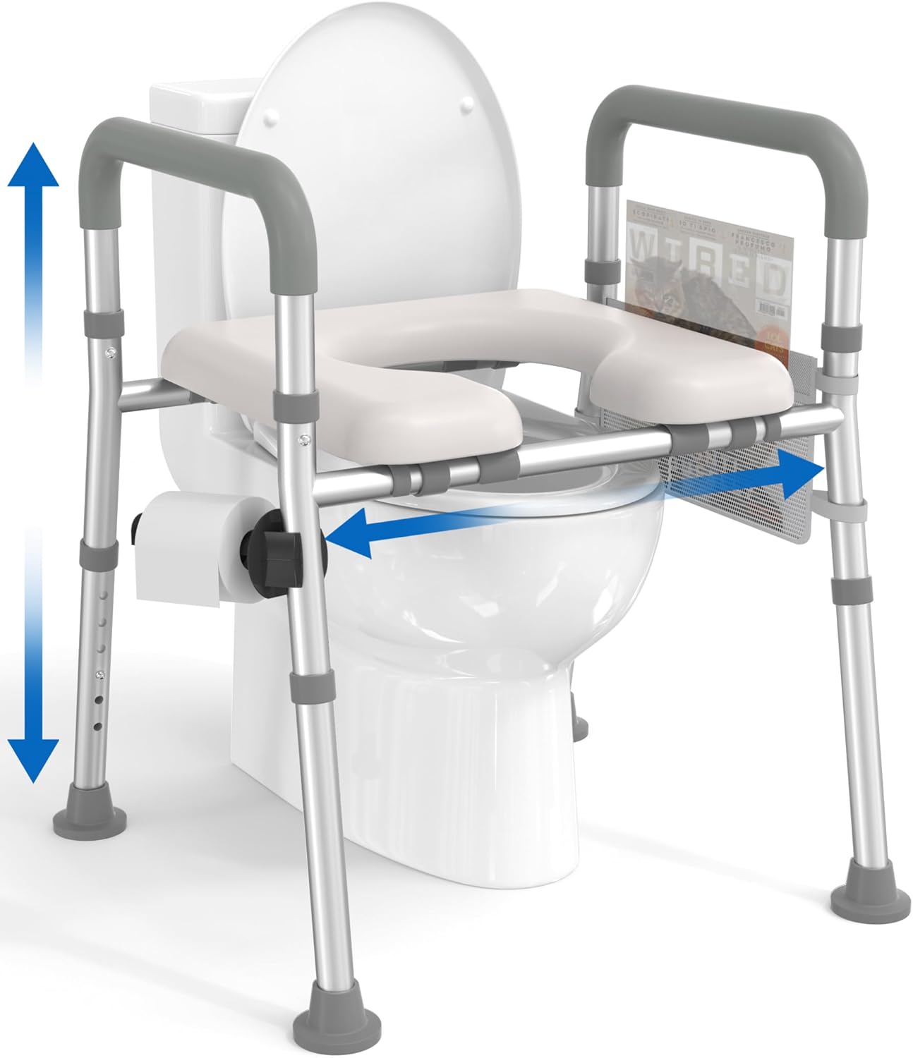 HOMLAND Raised Toilet Seat with Handles, Toilet Seat Riser for Seniors with Adjustable Height & Width, FSA HSA Eligible 400lb Handicap Elevated Toilet Seat for Elderly, Pregnant, Fit Any Toilet