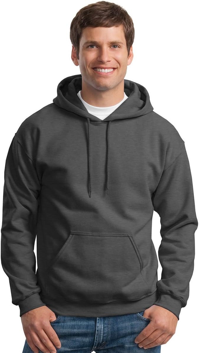Gildan Men's Heavy Blend Drawcord Hooded Sweatshirt, Safety Pink