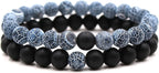 FORUBUS 2Pcs Lava Rock Beaded Bracelet Set – Essential Oil Diffuser Jewelry with Natural Stone Beads for Aromatherapy, Yoga, Meditation, and Stress Relief, Stretchy Bracelets for Women Men
