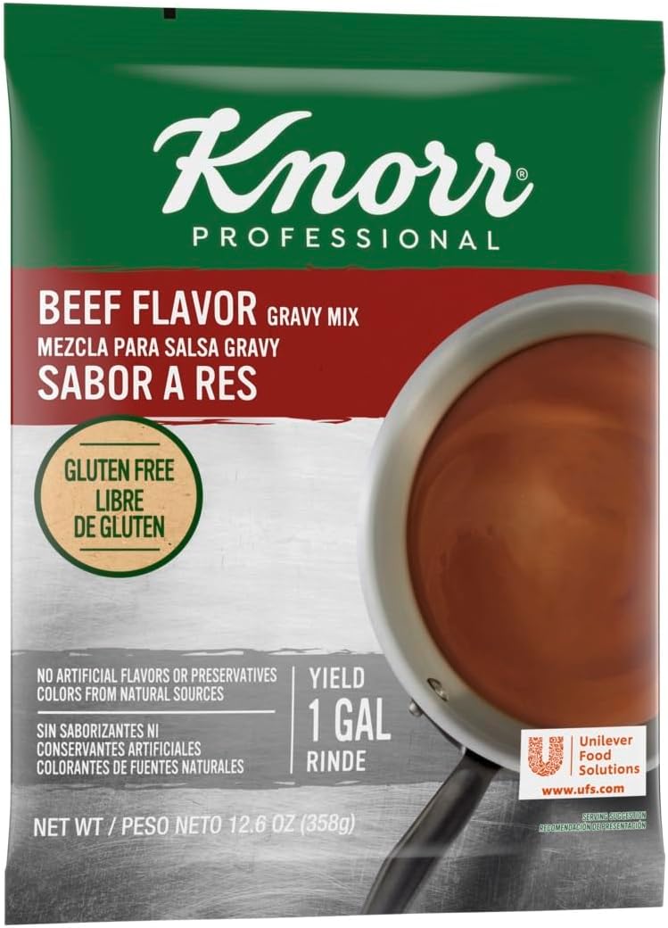 Knorr Professional Beef Gravy Mix Gluten Free, No Artificial Flavors or Preservatives, No added MSG, Dairy Free, Colors from Natural Sources, 12.66 oz, Pack of 6