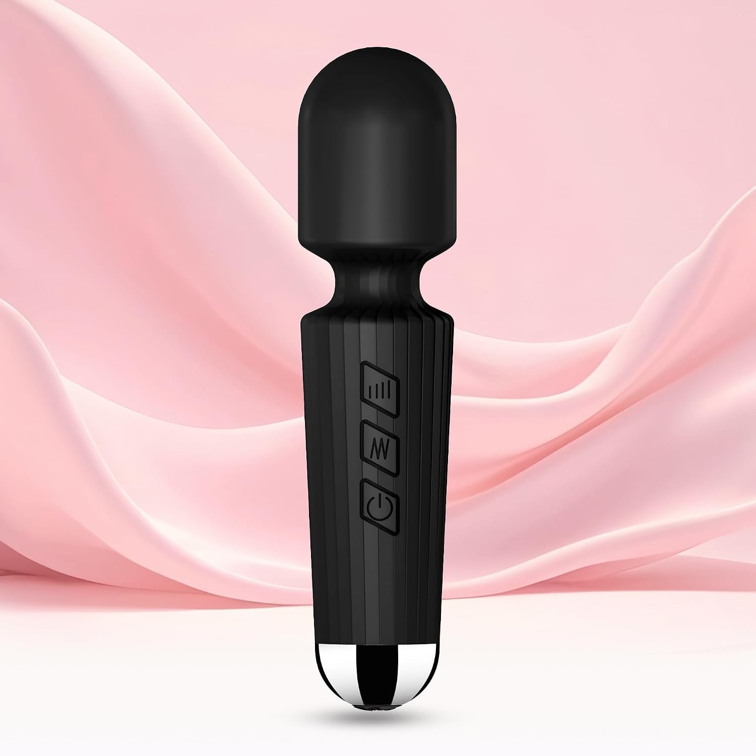Personal Mini Quiet Massager 20 Vibration Wand Modes 8 Intensity, Portable Handheld Massage for Neck Shoulder Back, Deep Tissue Relief, Cordless & Travel-Friendly (Black)