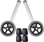 Walker Wheels and Ski Glides,Replacement Feet,Accessories Parts Set for Folding Medical Walkers,Back Stability Safety Wheel, Universal Front, Includes Two 5 Inch Rubber Wheel, 4 Glide Tips