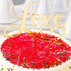 Restaurantware-Love Cake Topper, 1 Mirrored Love Topper For Cake - For Valentine's Day, Anniversaries, Or Bridal Showers, Cake And Party Decoration, Gold Acrylic Heart Wedding Cake Topper