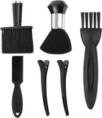 6-Piece Barber Neck Duster,neck duster,Cleaning brush Set with Scrub Handle, Board brush, Handle Brush, 2 Clips, Small Bristle Brush, Plastic Material