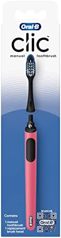 Oral-B Clic Manual Toothbrush, Coral, with Replaceable Brush Head - 1 Count