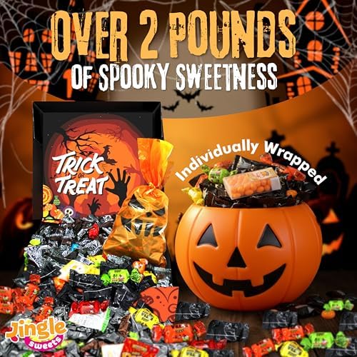Bulk Candy Variety Pack - Gift Box Halloween - Over 2 lb of Individually Wrapped Candy – Fun Trick or Treat Gift for Kids & Adults, Nut-Free, Gluten-Free