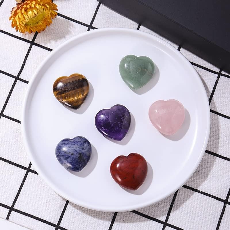 Crystal Stone 7pcs/Set Natural Crystal Seven Chakra Heart Set Quartz Gemstone Crafts Presents