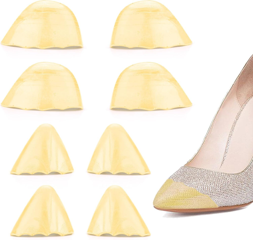 ASTIMES 4 Pairs Beige Round & Pointed Head Shoe Filler, Shoe Toe Inserts Cushion Make Shoes Fit, PU Stuffers for Shoes Too Big, Size Reducer for Loose Man Sneakers Flats (Beige, large)