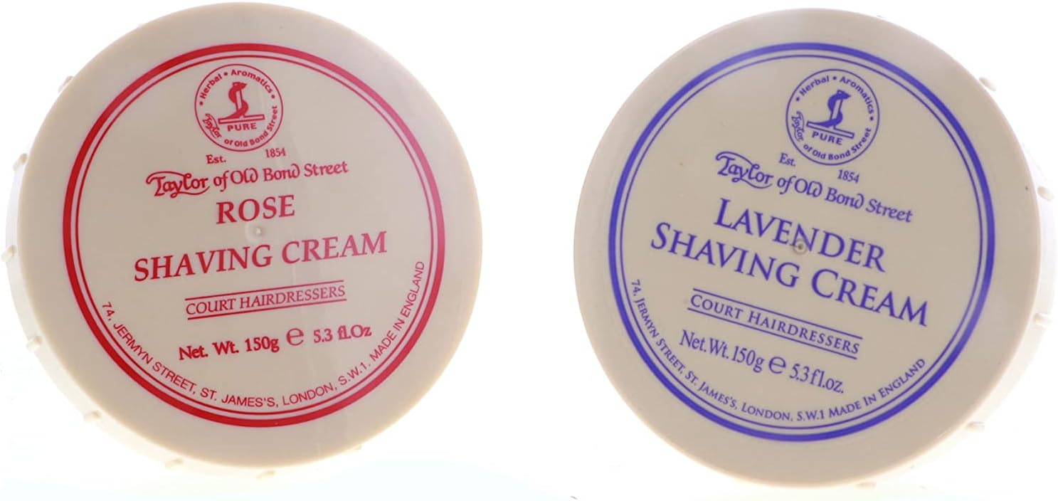 Taylor of Old Bond Street Shave Cream - 2 Pack 5.3 0z Each Choose Your Scents! (Rose and Lavender)