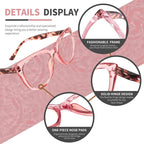 4 Pack Oversized Blue Light Blocking Reading Glasses, Stylish Designer Ladies Computer Readers with Spring Hinge, Anti Glare Eyestrain Eyeglasses for Women +1.5
