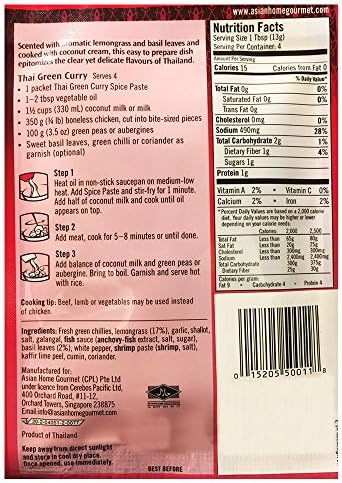ASIAN HOME GOURMET Spice Paste for Thai Green Curry - Kang Kiew Wan. 1.75 oz (Pack of 3)
