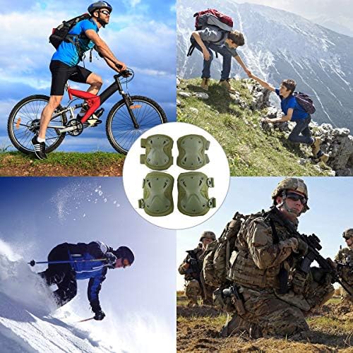 AOUTACC Combat Knee & Elbow Protective Pads Set for Outdoor CS Paintball Game Cycling Safety Skateboarding Gear Skates Knee Protection Guard Pads