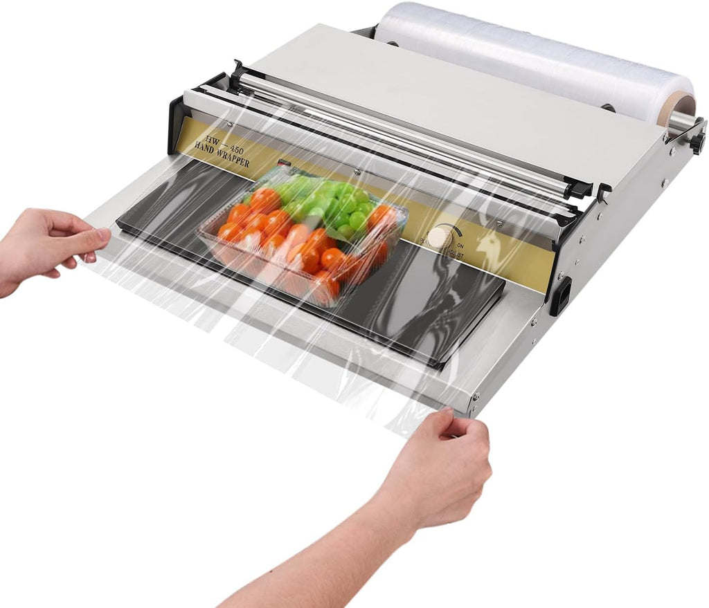 18 Inch Hand Wrapping Machine Heating Film Sealing Machine, Film Wrapper for Fruit Tray Food Packaging