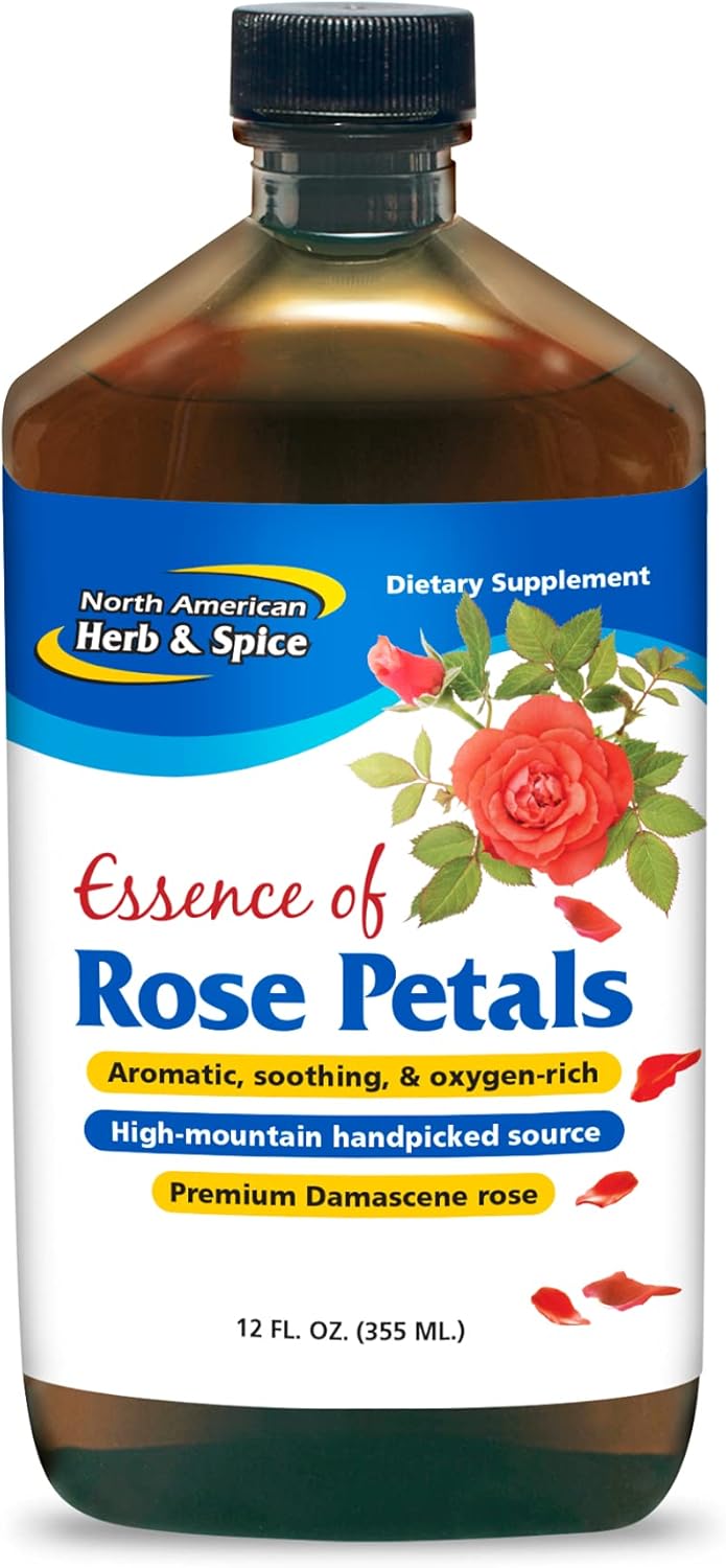NORTH AMERICAN HERB & SPICE Essence of Rose Petals - 12 fl. oz. - Aromatic, Soothing & Oxygen-Rich, Premium Damascene Rose - Ideal for Skin - Non-GMO - 12 Servings