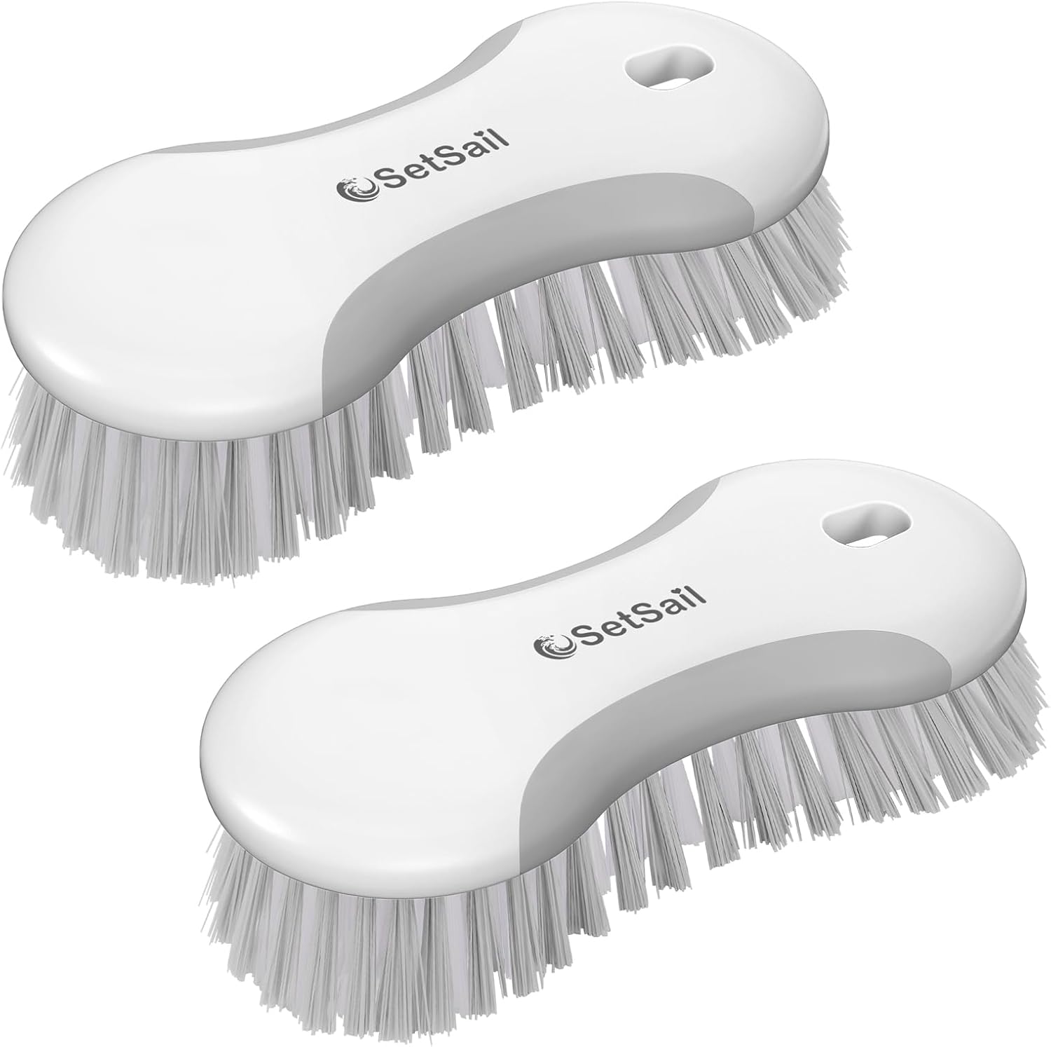 SetSail Multi-Purpose Scrub Brush of 2 Pack, Stiff Bristles Cleaning Brush with Non-Slip Grip Heavy Duty Scrub Brushes for Cleaning Bathroom Kitchen Tile Bathtub Sink, Grey