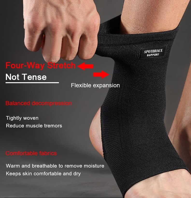 SPOTBRACE Ankle Brace Compression Sleeve(2 PACK),Breathable Ankle Support For Men Women, Foot Compression Sock for Swelling, Plantar Fasciitis, Sprain