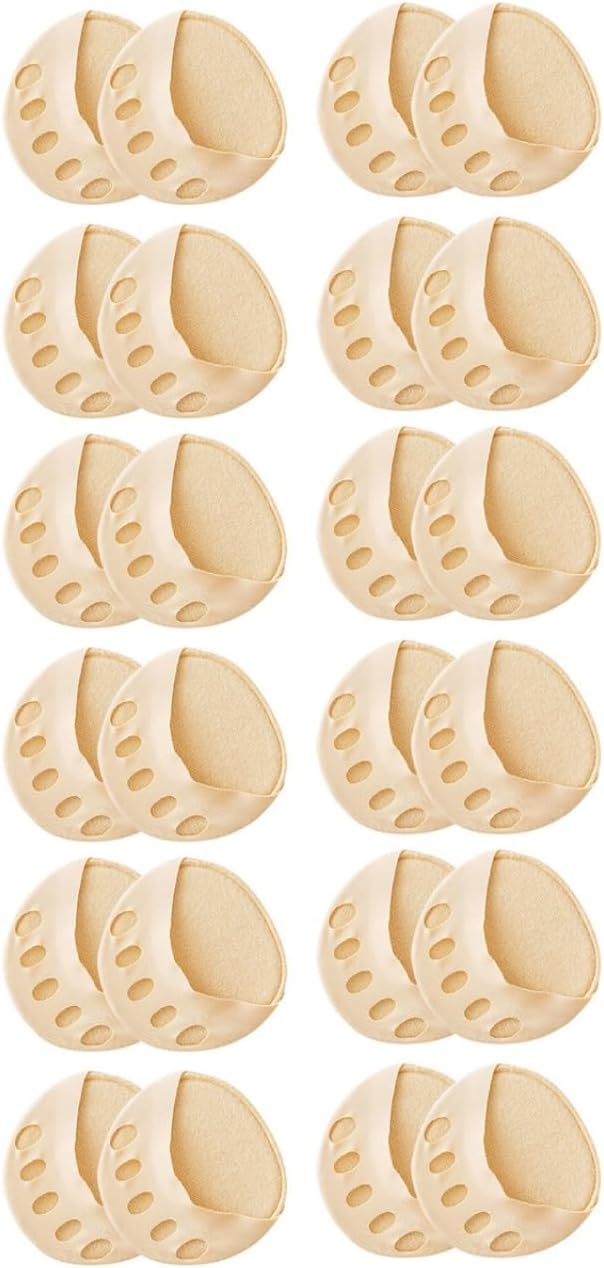 12 Pairs Metatarsal Pad for Women High Heel Cushion Ball of Foot Support No Show Toeless Half Socks, Breathable Cotton Half Sleeve Liner Miss Slip Front Feet Sponge Cushion