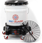 Grit Guard 5 Gallon Washing System | Includes 5 Gallon Bucket, Grit Guard, Bucket Dolly, and Gamma Seal Lid | for Car Wash and Detailing | Black