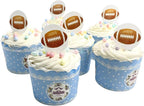 Rugby Wafer Cupcake Toppers, 48-Piece Set, Sports Themed Party Decorations