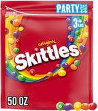 SKITTLES Original Summer Chewy Candy, Party Size, 50 Oz Resealable Bulk Candy Bag