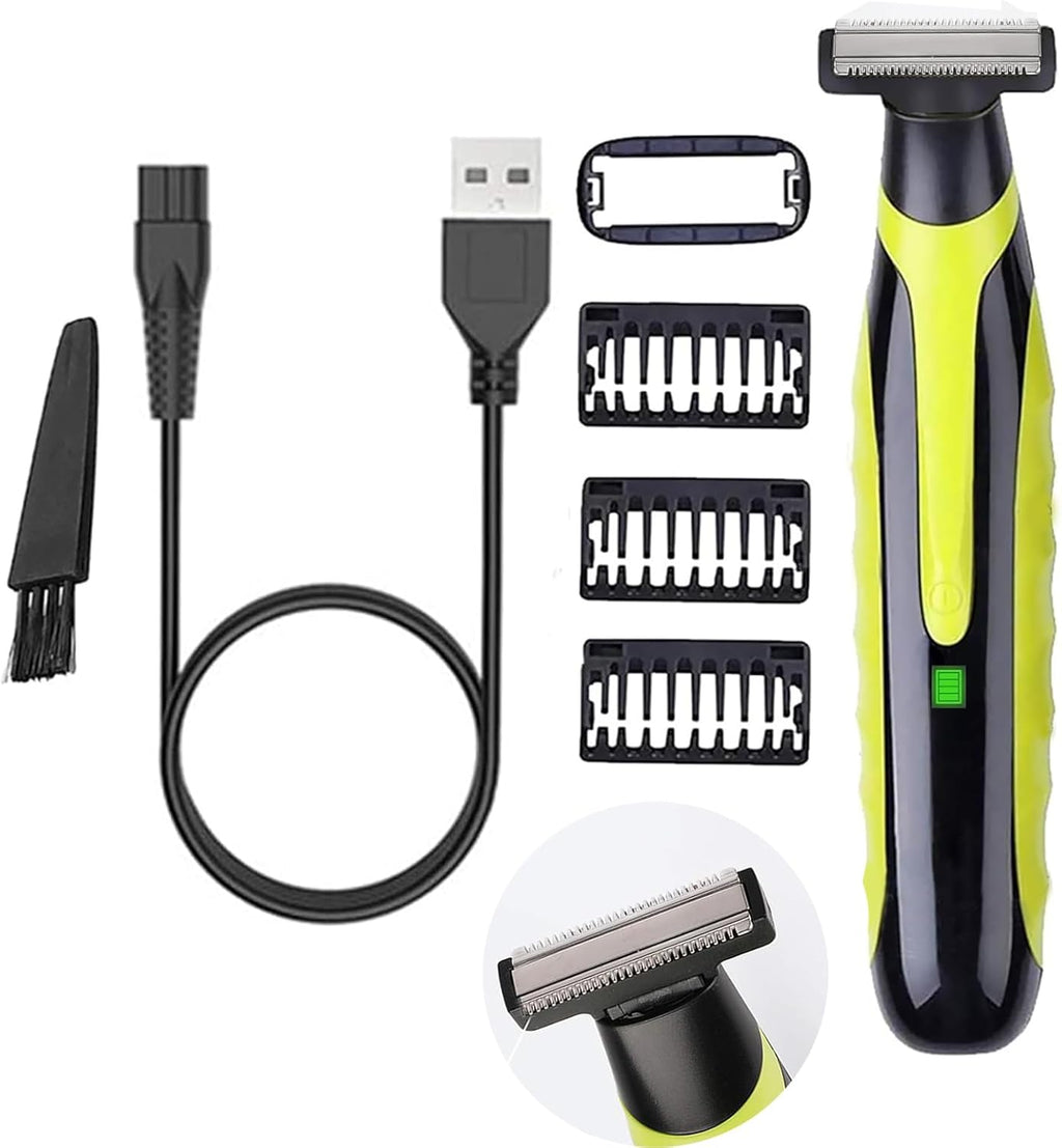 LinMei Men’s Electric Shaver Full Body Wet & Dry Shaver, USB-C Fast Charging, IPX5 Waterproof, Cordless Razor for Face, Head, Body Includes Beard Trimmer Attachment (Trimmer)