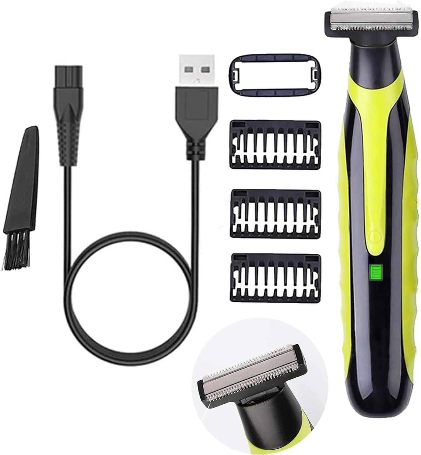 LinMei Men’s Electric Shaver Full Body Wet & Dry Shaver, USB-C Fast Charging, IPX5 Waterproof, Cordless Razor for Face, Head, Body Includes Beard Trimmer Attachment (Trimmer)
