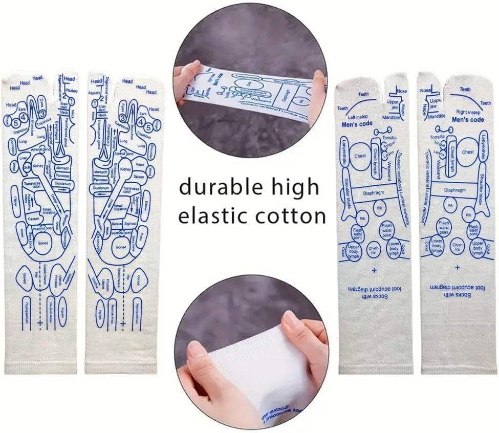 White Reflexology Socks Set,Reflexology Socks with Trigger Point Massage Tool, Acupoint Socks Set, Massage Tools and Equipment