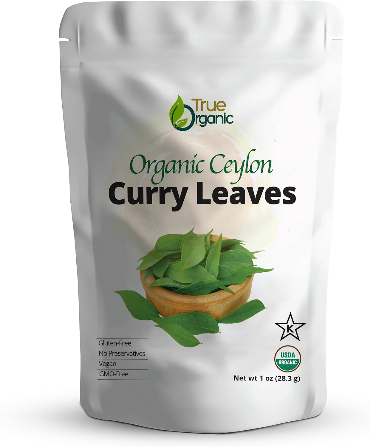 True Organic Ceylon Curry Leaves, 1 oz, Premium Grade, Gluten Free, USDA & Kosher Certified, Non-GMO.