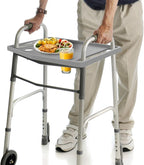 Walker Tray Table with 2 Cup Holders - Universal Trays for Standard Folding Walkers - Home Mobility Accessories by Bluestone (Gray)