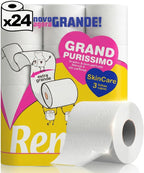 Renova Grand Purissimo White Toilet Paper 24 Rolls, 3-Ply, Fragrance-Free, 180 Sheets/Roll, 4.5 x 4.5 in Wide Sheets, FSC Certified, Dermatologically Tested