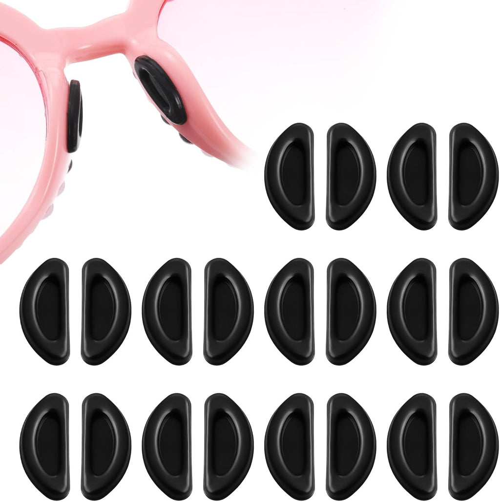 10 Pairs Eyeglass Nose Pads Non-Slip Stick On Glasses Nose Pieces Pad Soft Silicone Glasses Noses Grips for Eyeglass Sunglasses(Black)