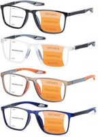 EFE Progressive Multifocus Blue Light Blocking Readers, TR90 Spring Hinge Reading Glasses for Men & Women, 4 Pack +1.5