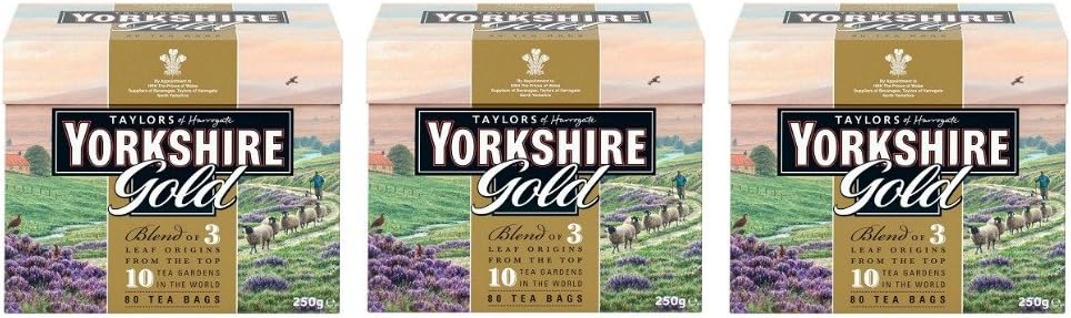 Bundle of 3 - Taylors of Harrogate Yorkshire Gold 80 Tea Bags x 3 Delivers 3-5 Days USA.