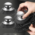 2Pcs Stainless Steel Kitchen Pot Brush with Short Handle Wire Ball Cleaning Tools Home Kitchen Dish Washing Accessories,8.5 * 6.5cm