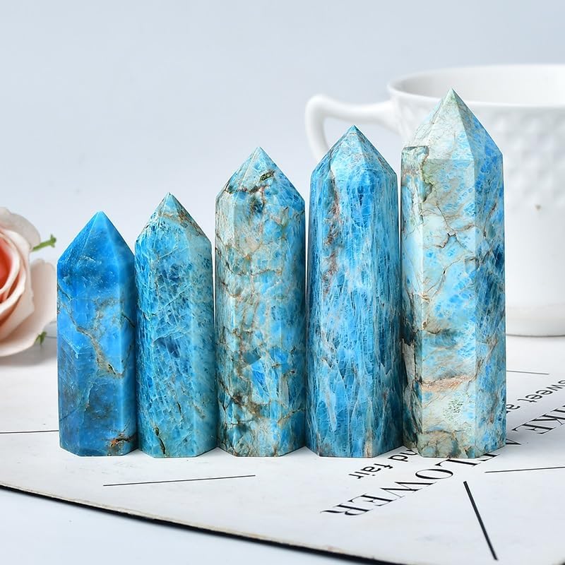 Natural Light Color Blue Apatite Crystal Healing Stone Obelisk Quartz Beautiful Ornament for Home Decor Energy Stone(60-70mm)