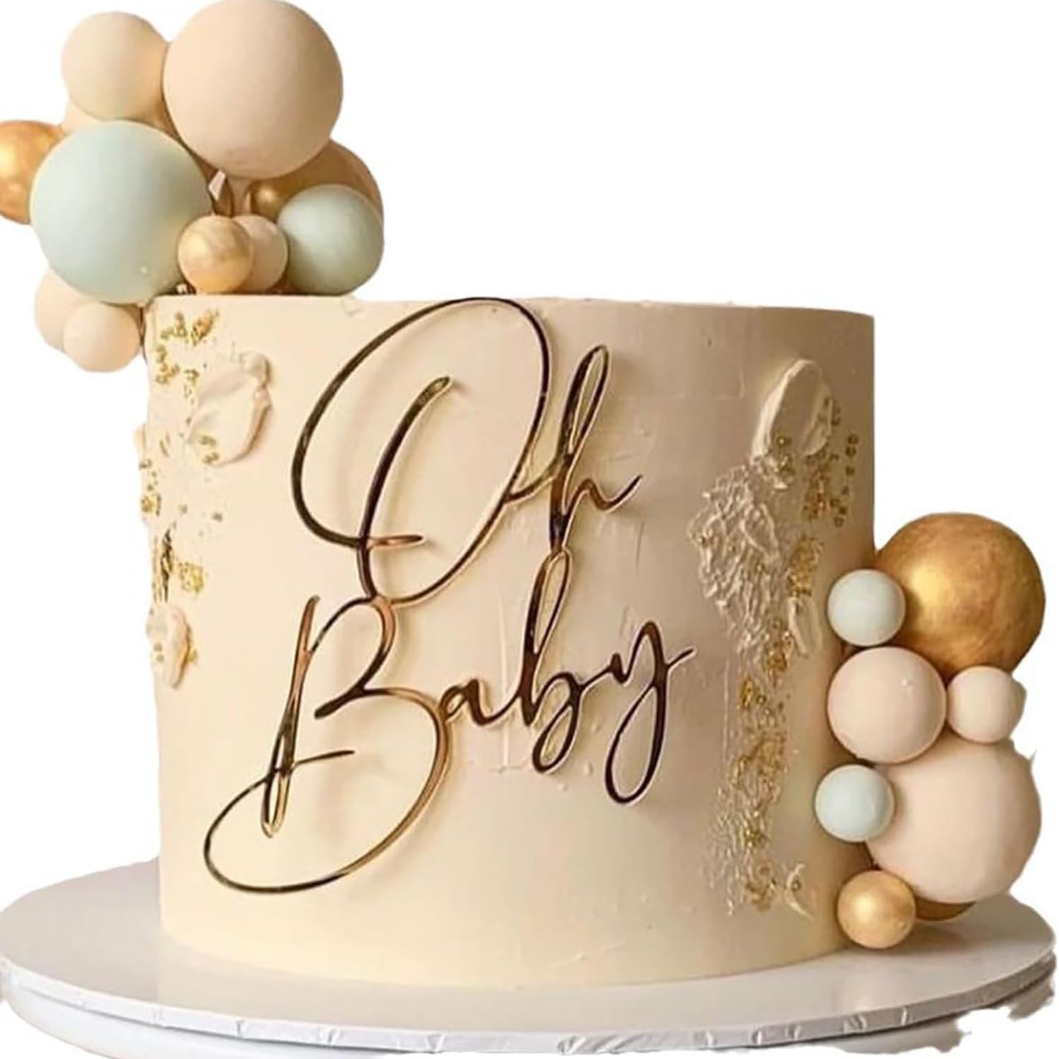 Acrylic Gold Oh Baby Cake Topper, Baby Welcome Party Cake Decoration Acrylic Cake Decoration for Baby Shower Gender Reveal Birthday Party Supplies