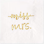 Crisky Gold Foil Miss to Mrs Cocktail Napkins for Bridal Shower Engagement Bachelorette Party Dessert Beverage Table Party Supplies, Disposable Napkins, 3 Ply, 50 count