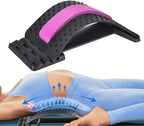 Back Stretcher for Lower Back Pain Relief, 4 Level Adjustable Lumbar Cracker Board Massager, Stretching Device for Scoliosis, Sciatica (Pink)