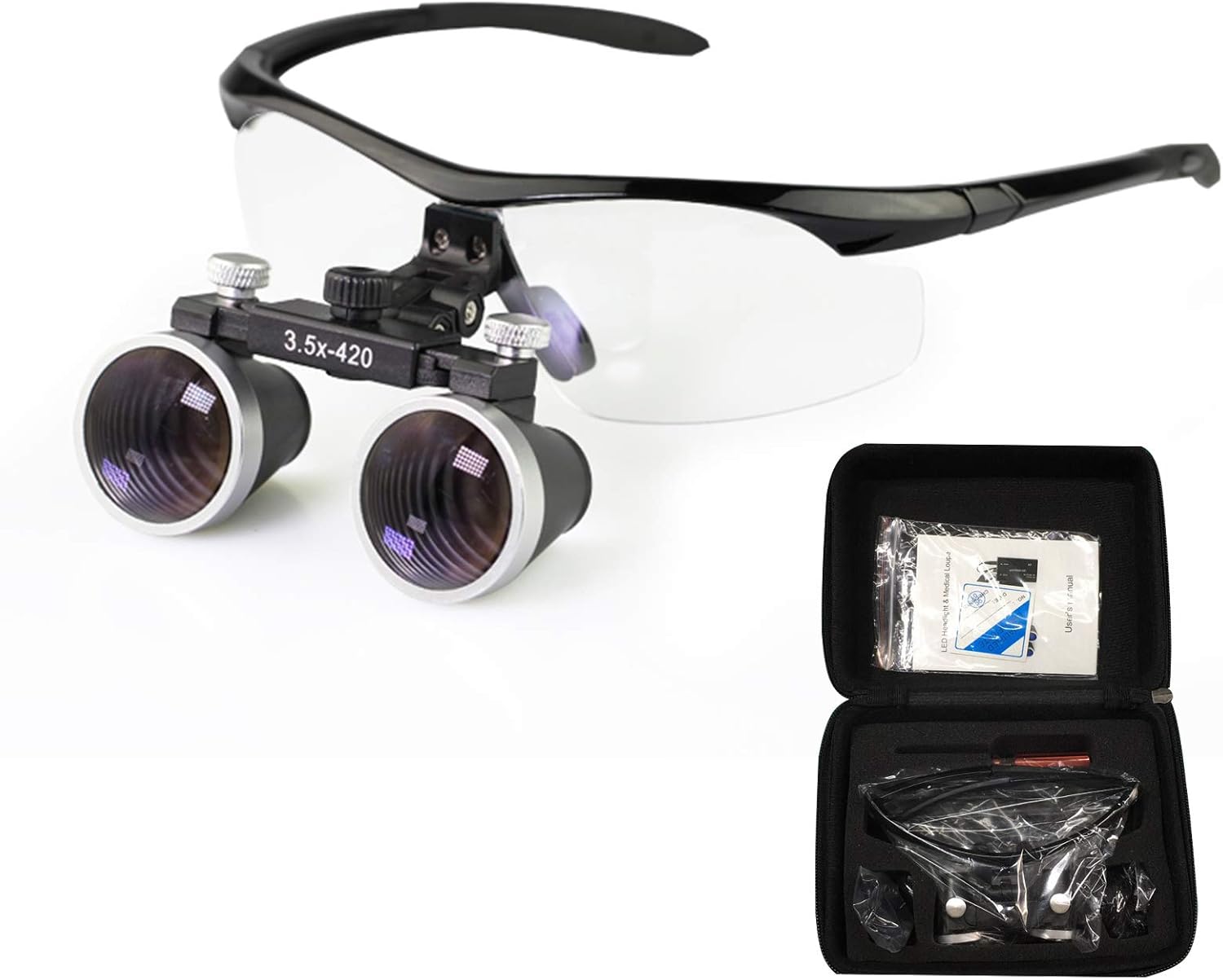 Dental Binocular Loupes 3.5 x 429mm Magnifier (Black)