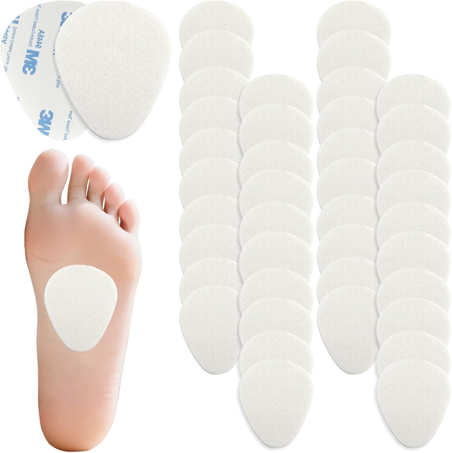40Pcs Metatarsal Pads Ball of Foot Cushions 0.2 Inch Thick Felt Ball of Foot Cushion Adhesive Forefoot Pads Sole Adhesive Foam Accessories for Men and Women Forefoot and Sole Support