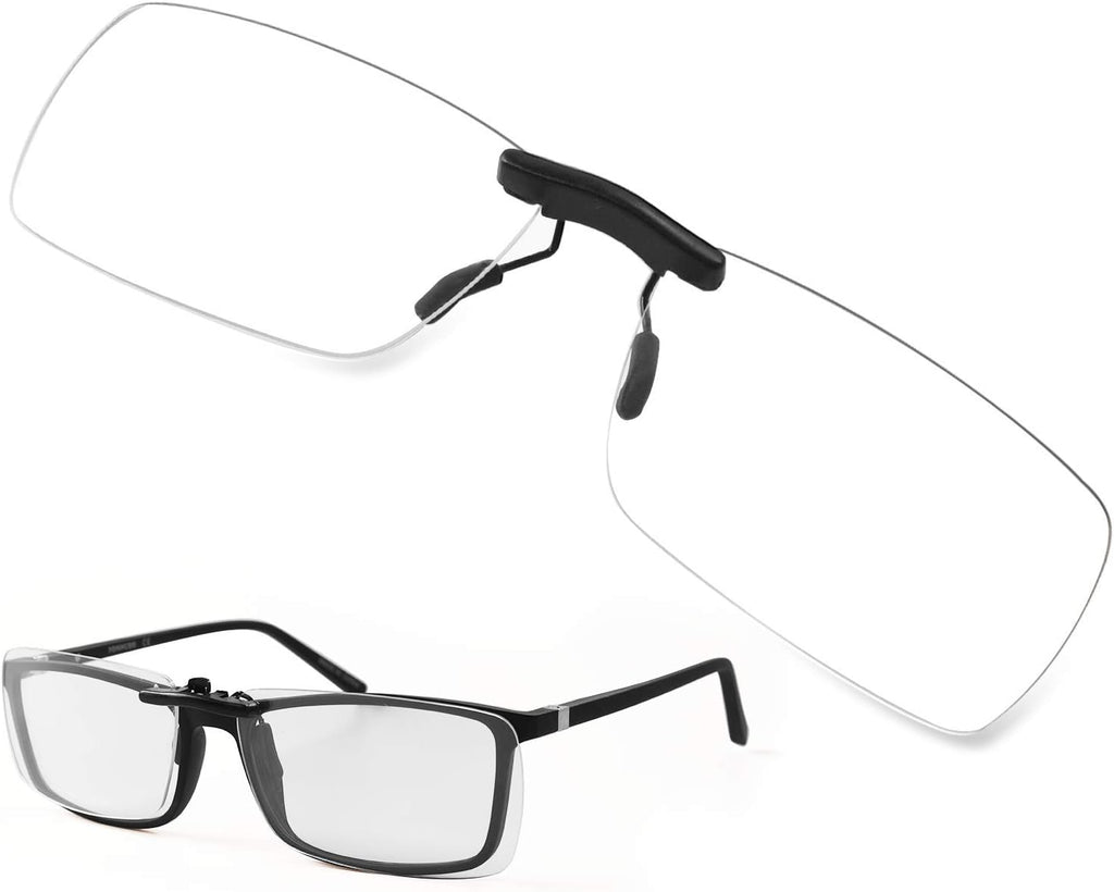 FONHCOO Clip on Blue Light Blocking Glasses Womens Mens over Prescription Glasses Frameless Lens
