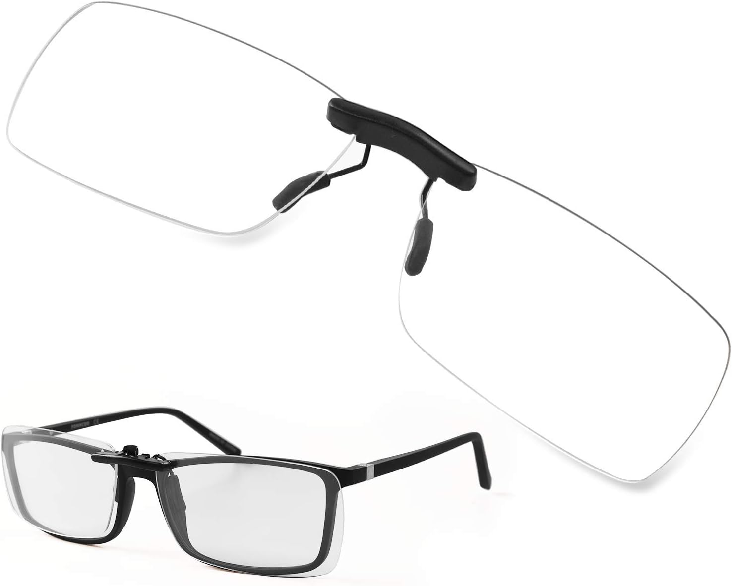 FONHCOO Clip on Blue Light Blocking Glasses Womens Mens over Prescription Glasses Frameless Lens